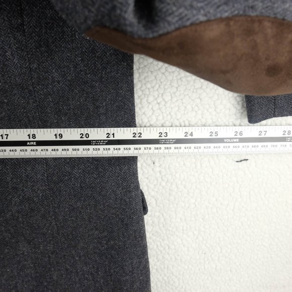 Bellissimo Blazer mens 46R Blue Herringbone Tweed Elbow Pads Two Button Vented - Picture 10 of 14